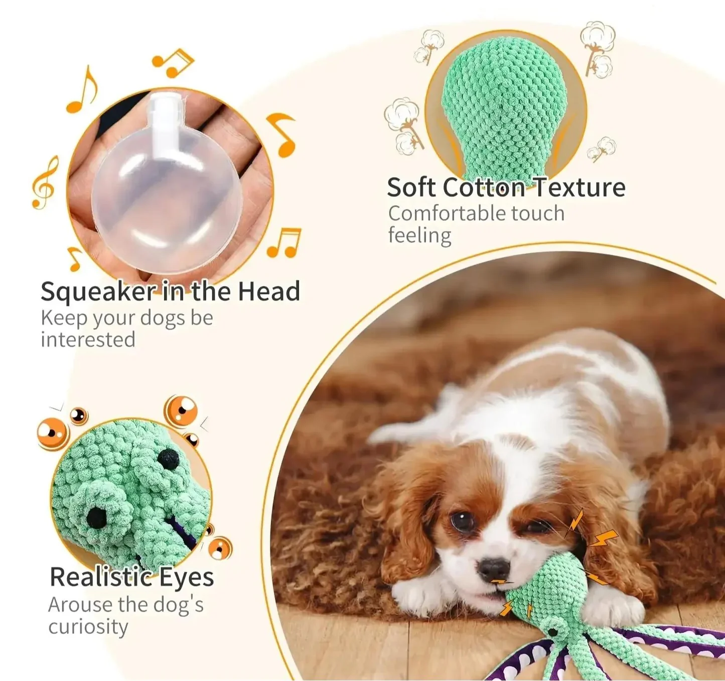 Octopus Bite Resistant Chew Toy for Dogs with Squeaker