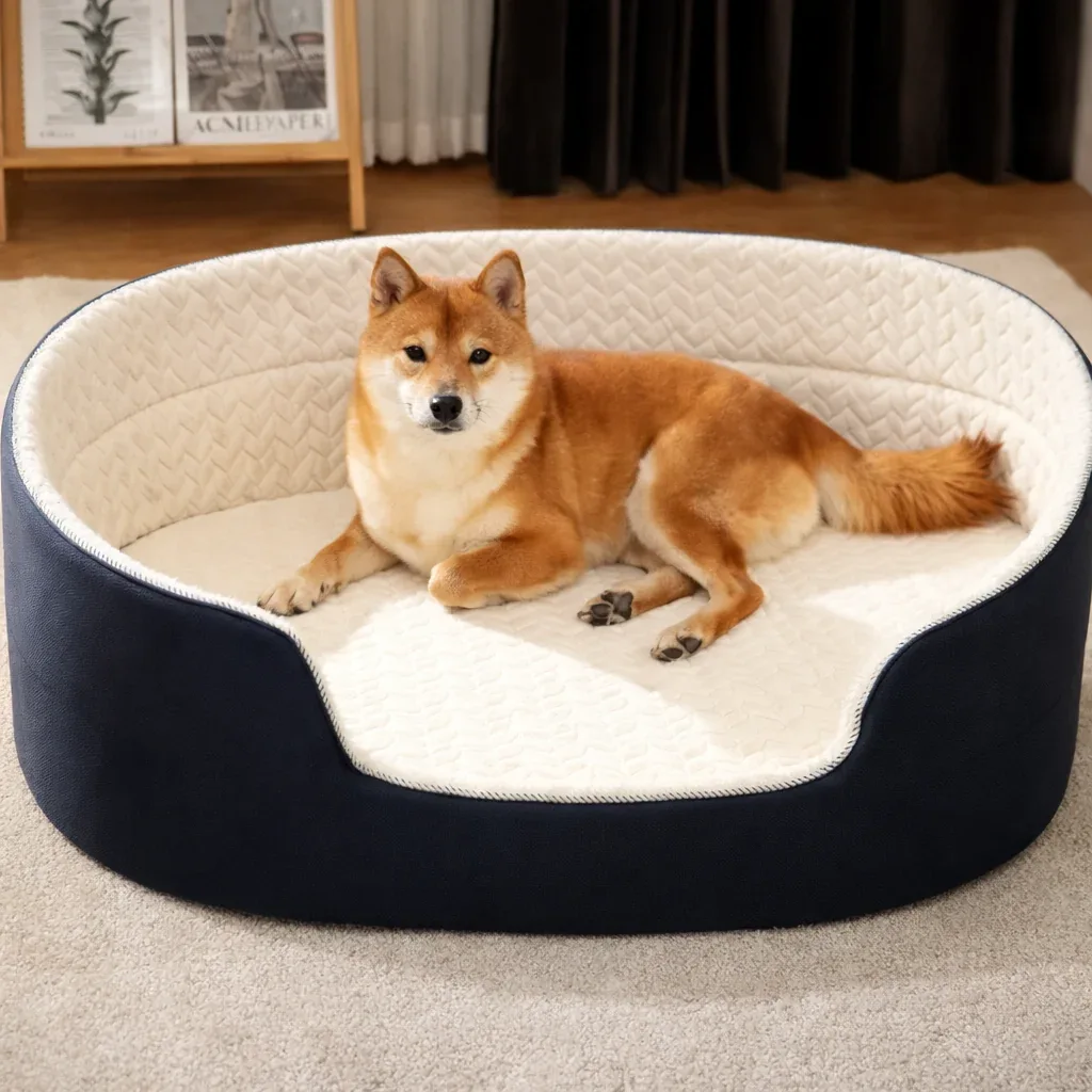 Orthopedic Washable Sherpa Fleece Dog Sofa Bed 11