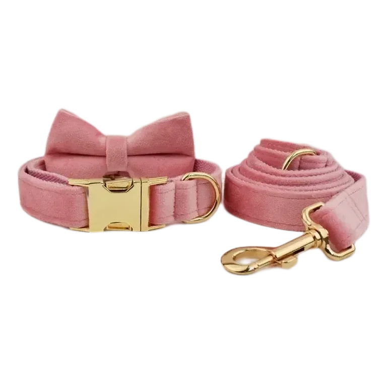 Pink Velvet Dog Collar alternate view