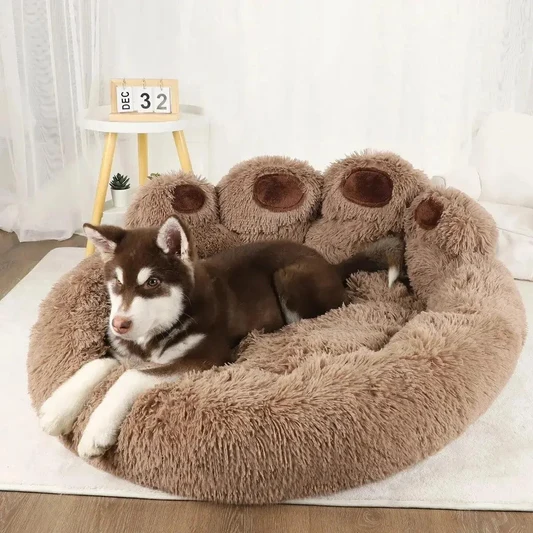Plush Calming Paw Dog Bed