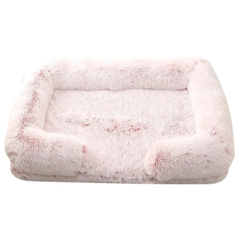 Plush Dog Sofa Bed with Bolster Support, Removable Cushion, and Non-Slip Base 11