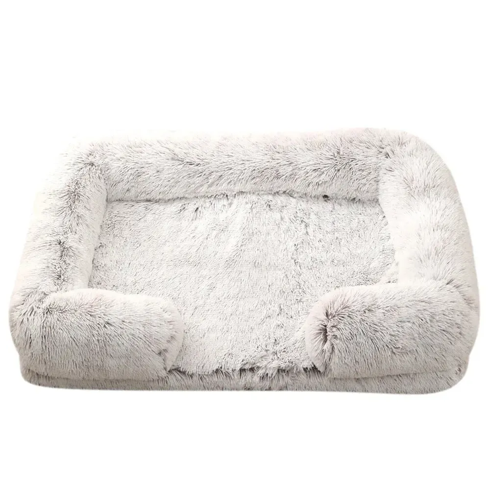 Plush Dog Sofa Bed with Bolster Support, Removable Cushion, and Non-Slip Base 14