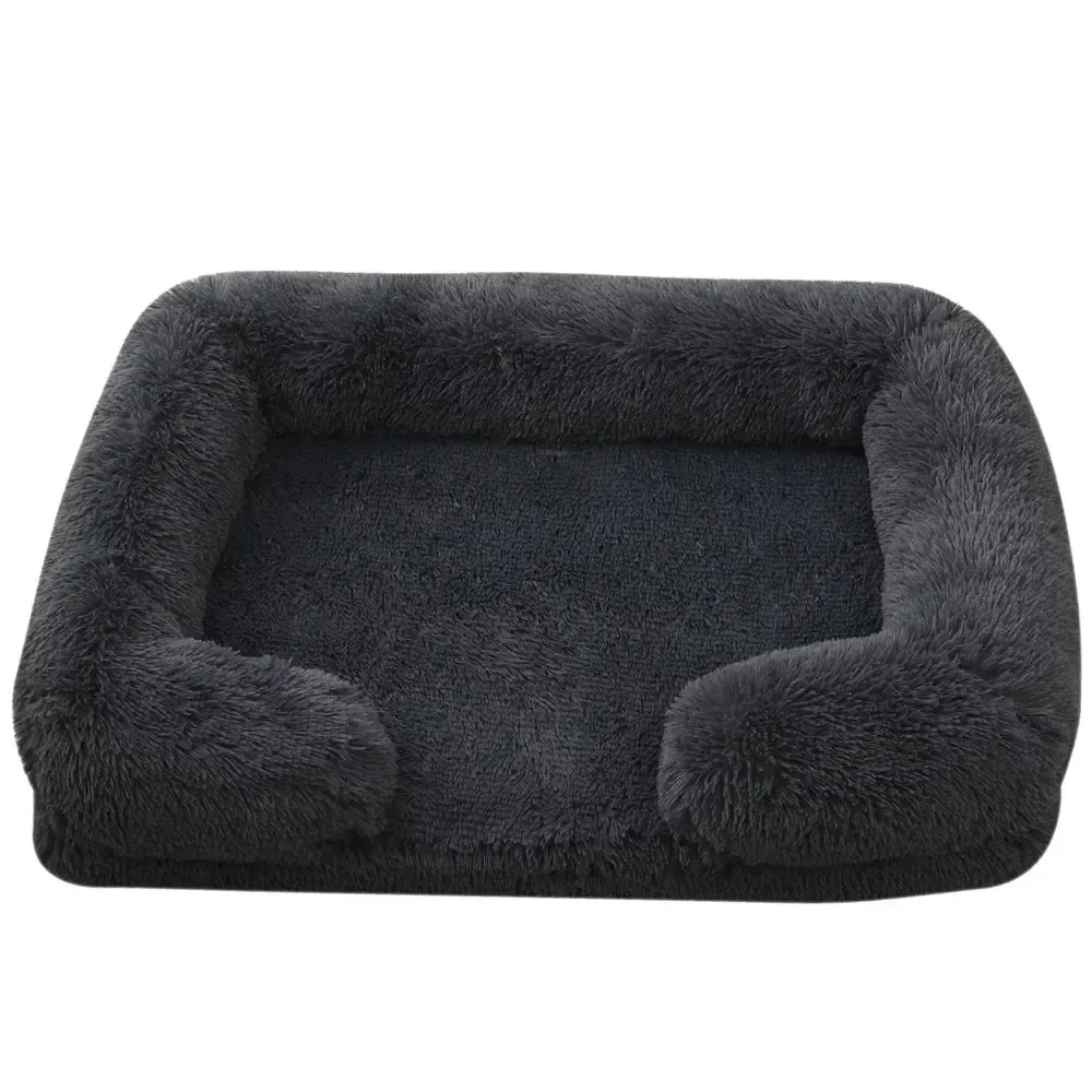 Plush Dog Sofa Bed with Bolster Support, Removable Cushion, and Non-Slip Base 8