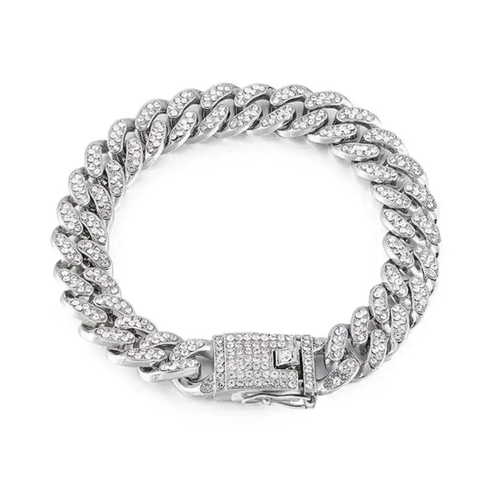 Rhinestone Dog Chain Collar | Jeweled Stainless Steel Link 6