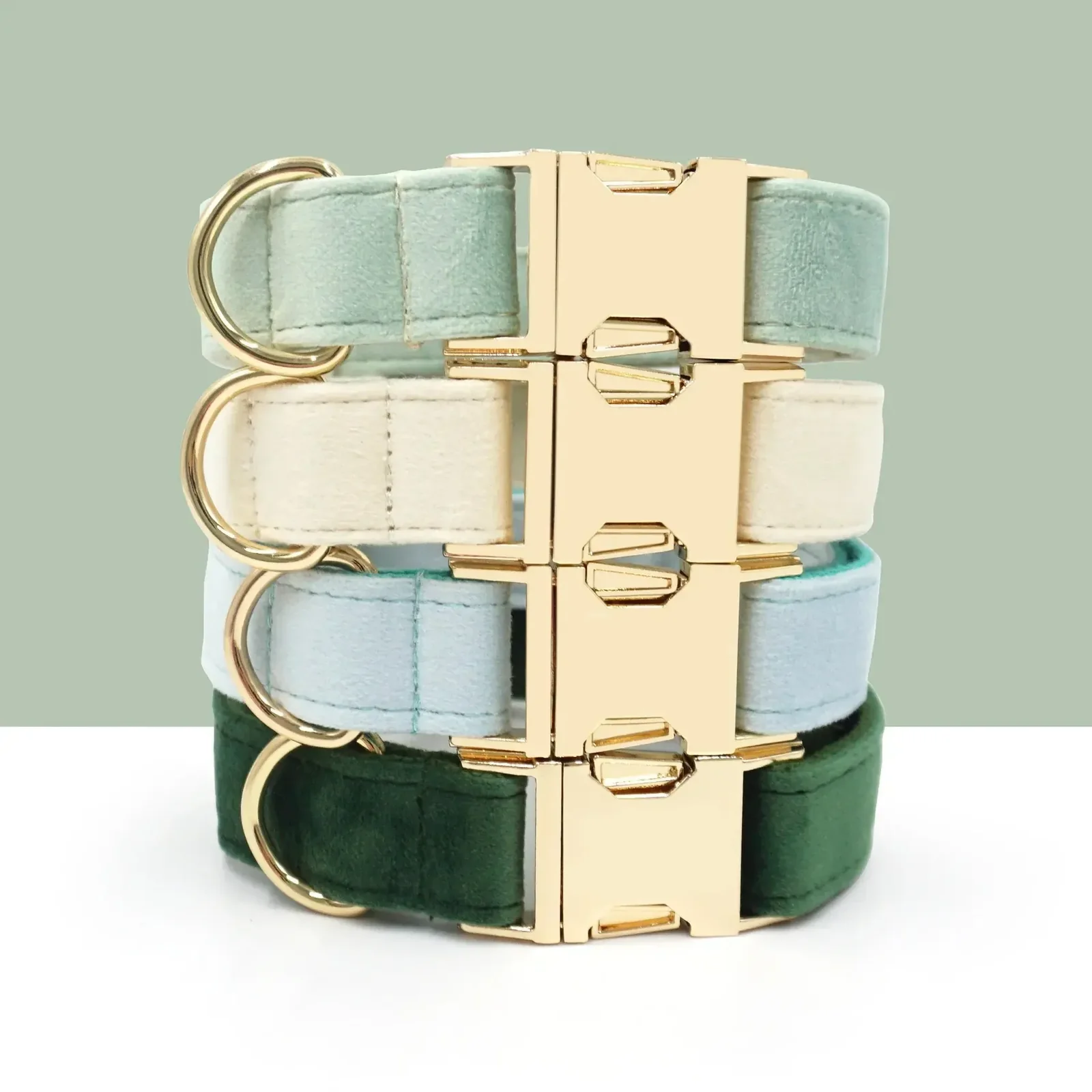 Sage Velvet Dog Collar