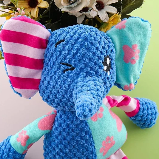 Soft Plush Elephant Toy with Squeaker – Durable Dog Play alternate view