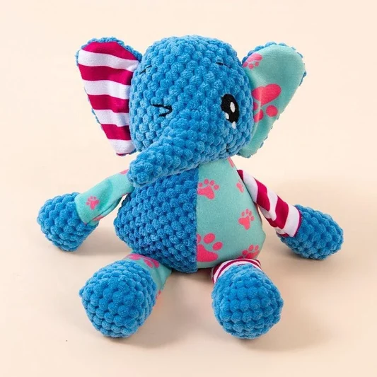 Soft Plush Elephant Toy with Squeaker – Durable Dog Play