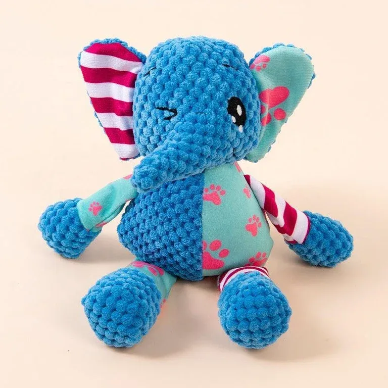 Soft Plush Elephant Toy with Squeaker – Durable Dog Play