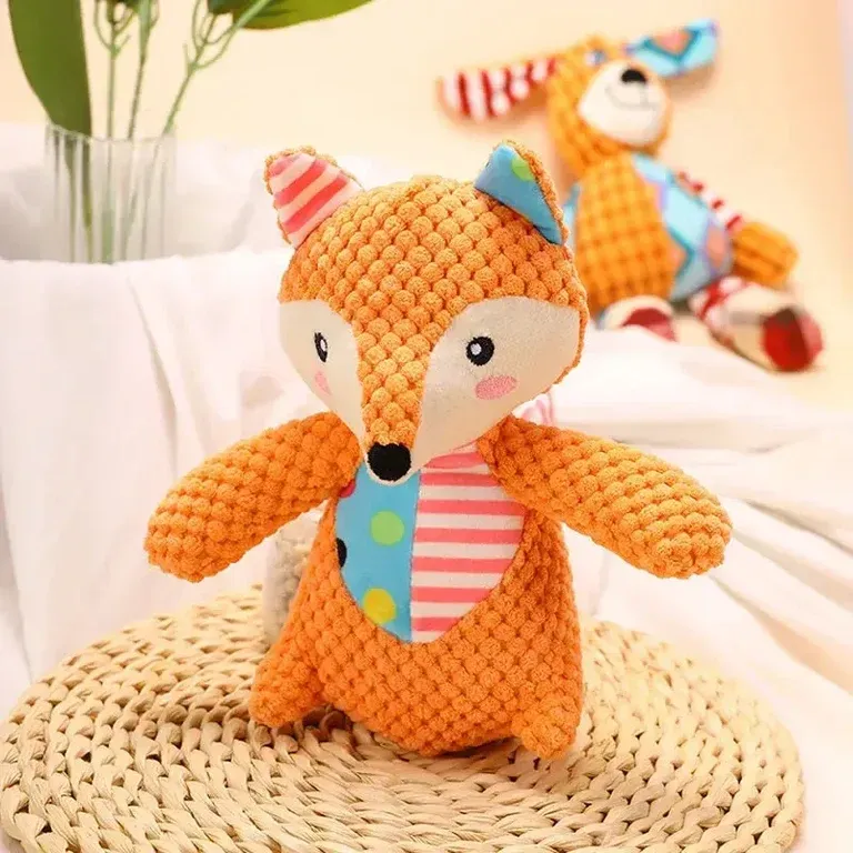 Soft Plush Fox Toy with Squeaker – Durable Dog Play