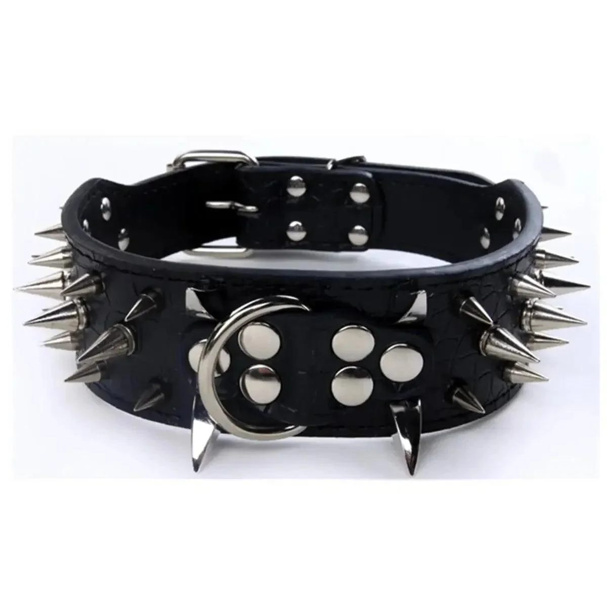 Spiked Leather Dog Collar with Handle 10