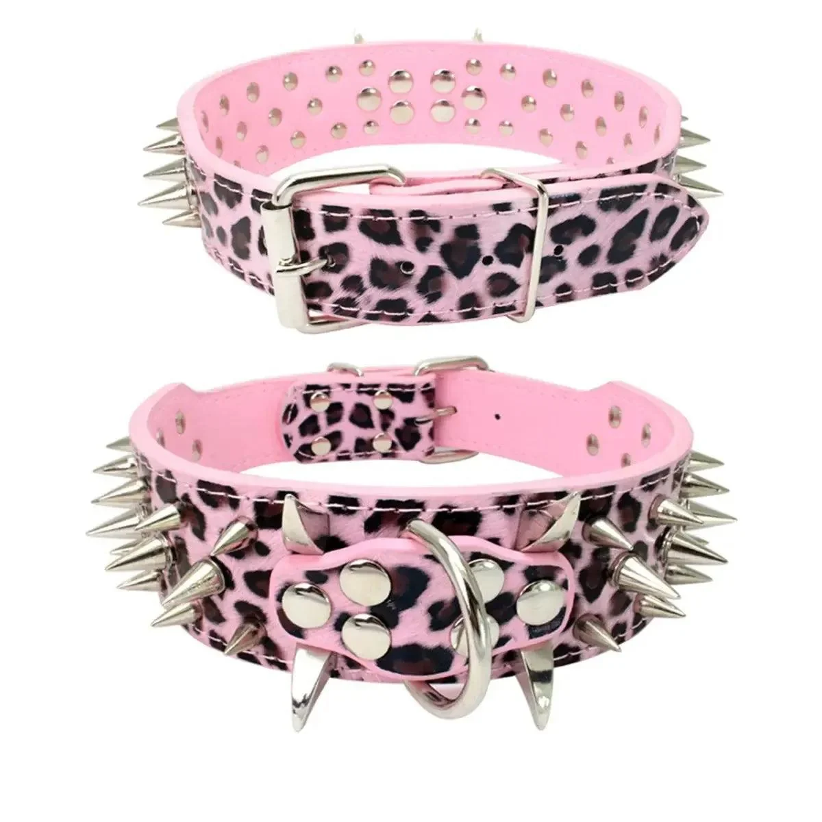 Spiked Leather Dog Collar with Handle 3