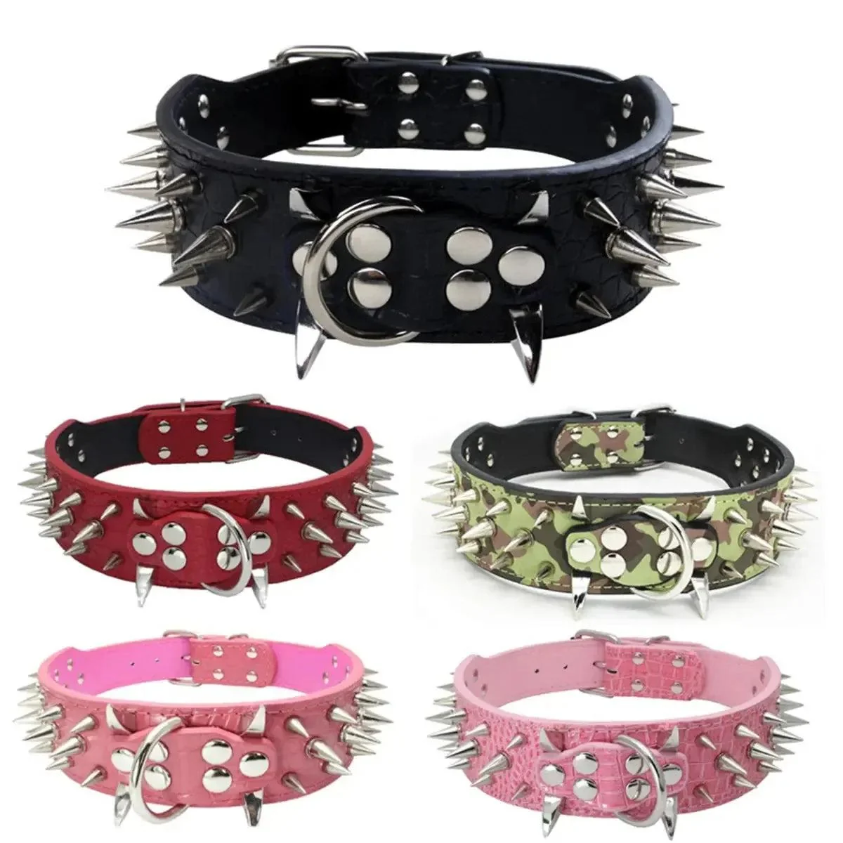 Spiked Leather Dog Collar with Handle 4