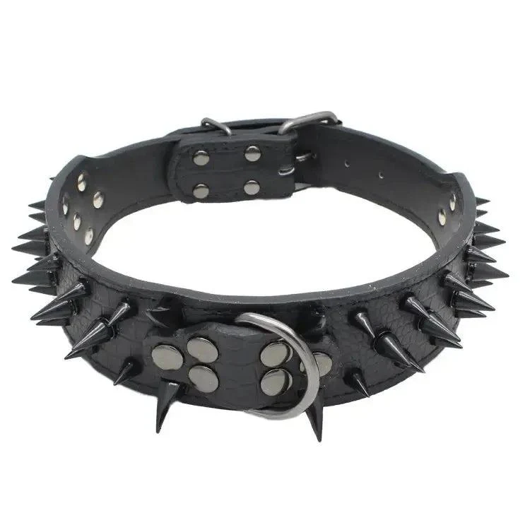 Spiked Leather Dog Collar with Handle 5