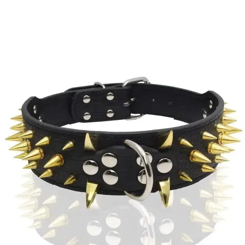 Spiked Leather Dog Collar with Handle 6
