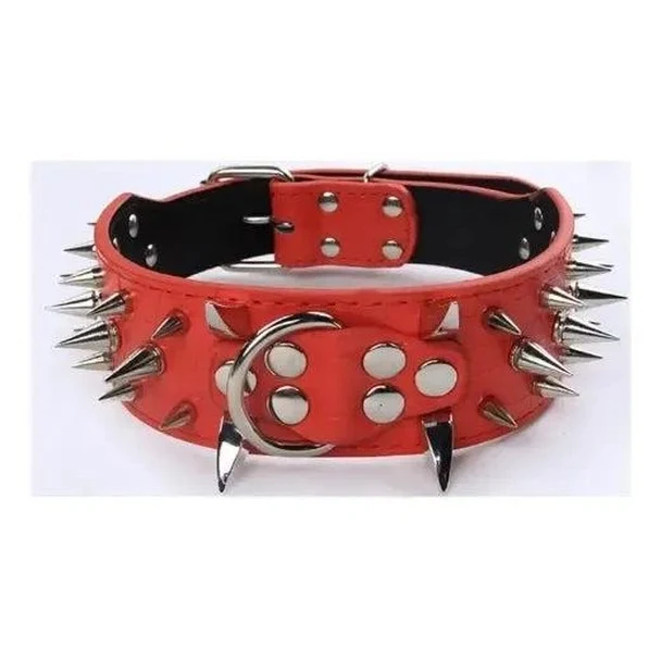 Spiked Leather Dog Collar with Handle 7 sq 13