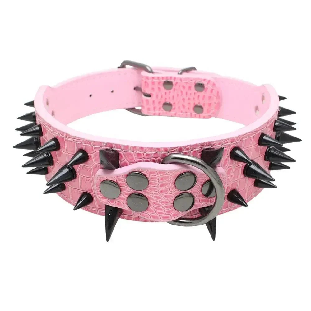 Spiked Leather Dog Collar with Handle 8