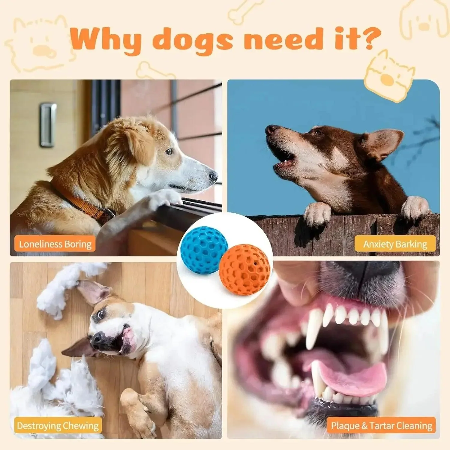 Squeaky Dog Chew Balls For Fetch And Teething 4