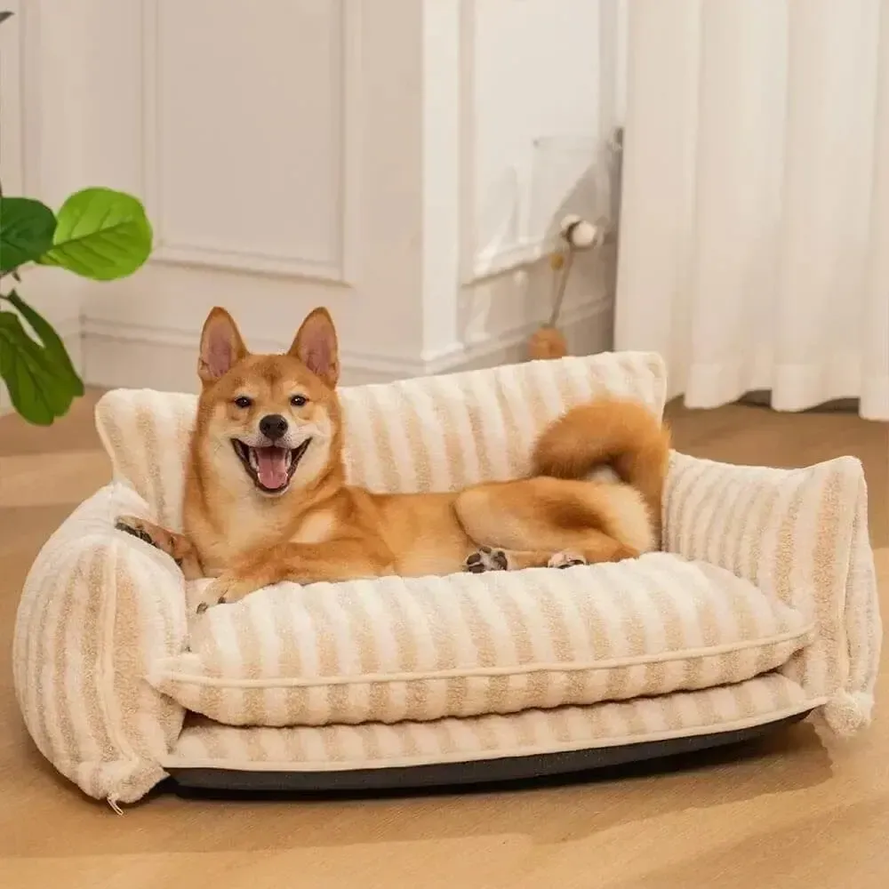 Striped Plush Dog Couch Sofa 3