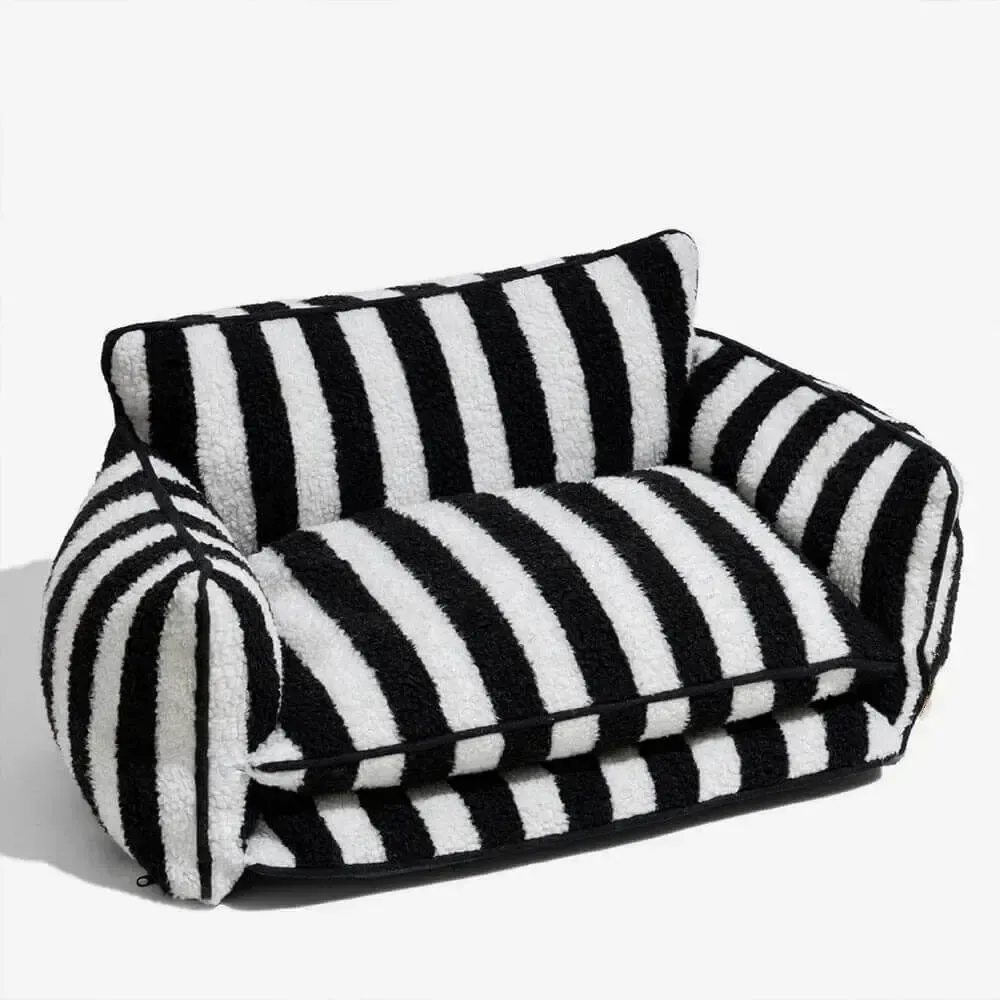 Striped Plush Dog Couch Sofa 7