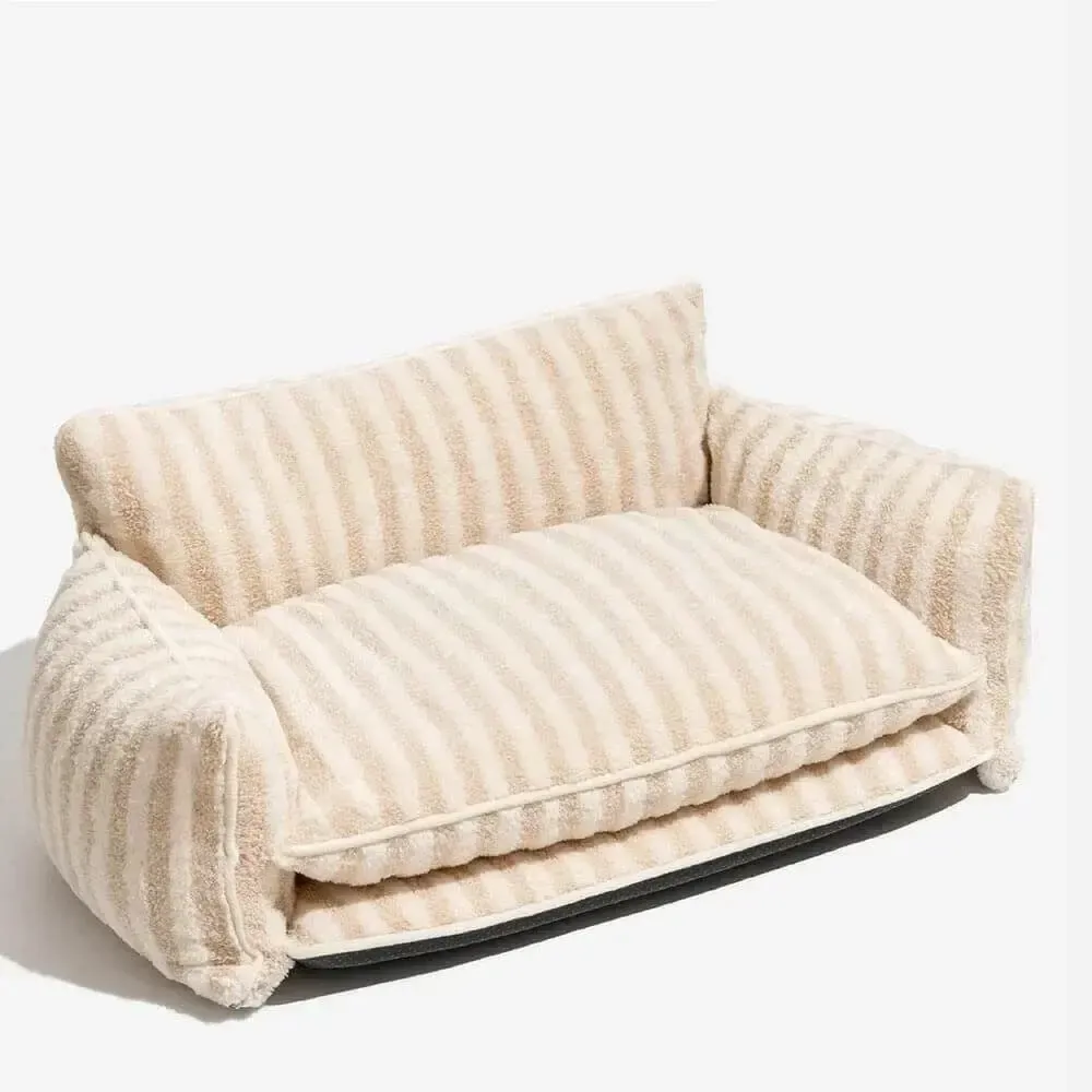 Striped Plush Dog Couch Sofa 9