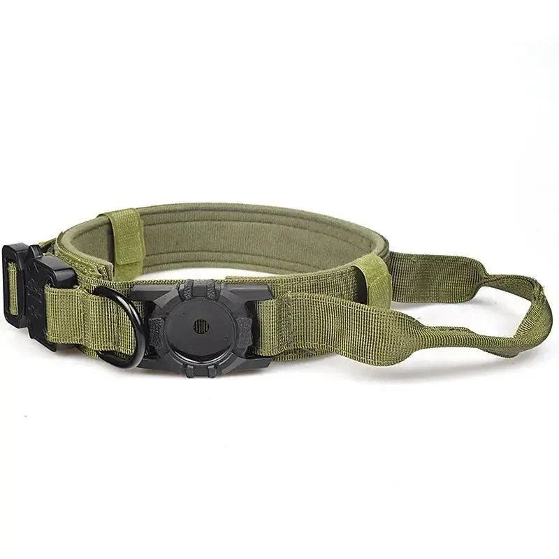 Tactical AirTag Dog Collar with Handle for GPS Tracking 10