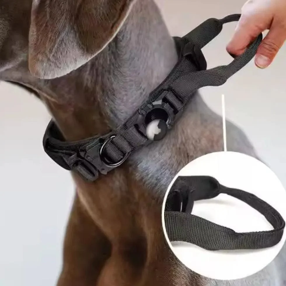 Tactical AirTag Dog Collar with Handle for GPS Tracking 6
