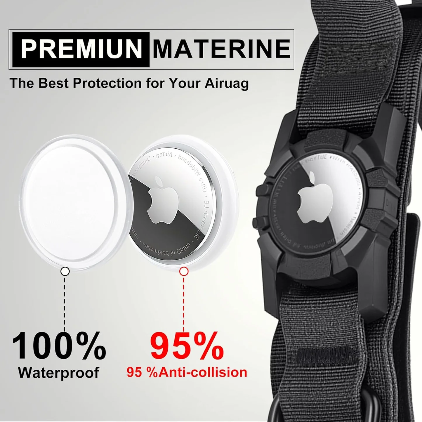 Tactical AirTag Dog Collar with Handle for GPS Tracking