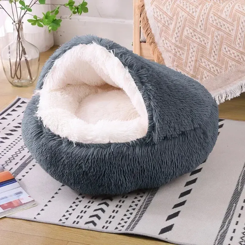 Warm Plush Round Dog Bed 8