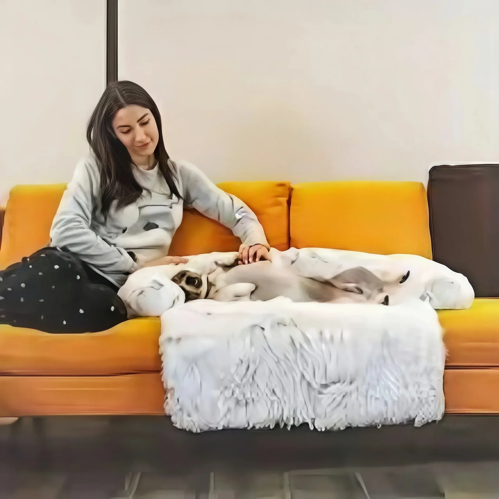 Warm Washable Dog Blanket Bed for Floors and Sofas
