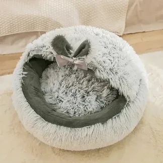 Washable Cave Dog Bed Basket With Removable Cushion
