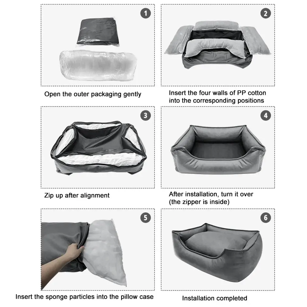 Waterproof Washable Orthopedic Dog Sofa Bed With Bolsters 4
