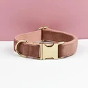 Brown Velvet Dog Collar & Leash Set