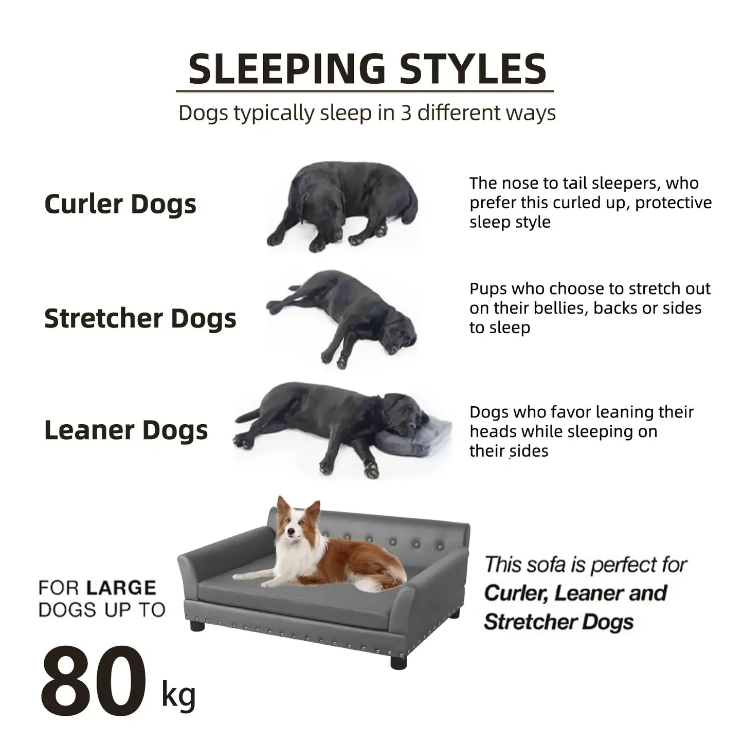 XL Luxury Orthopedic Dog Sofa Bed | Waterproof & Raised Wood Frame