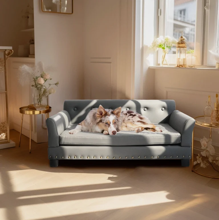 XL Luxury Orthopedic Dog Sofa Bed | Waterproof & Raised Wood Frame