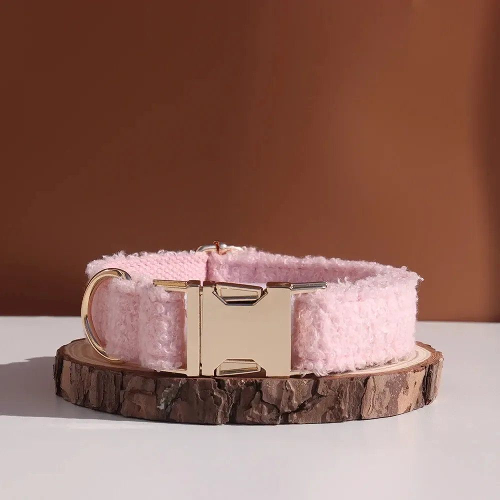XL Pink Teddy Fleece Dog Collar | Soft Padded Adjustable