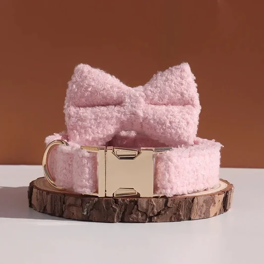 XL Pink Teddy Fleece Dog Collar | Soft Padded Adjustable alternate view